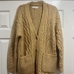 LOFT Women's Cable Knit Cardigan - Brown